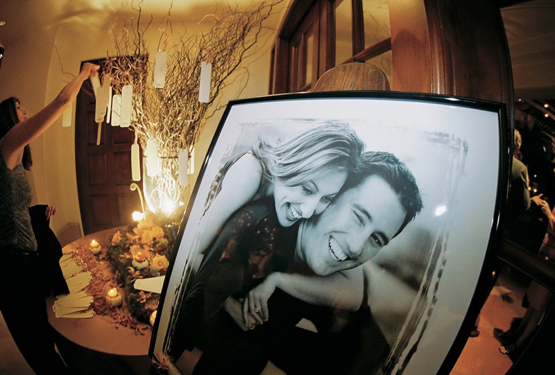 Wish Tree and Portrait of Couple
Photography: Nino Rakichevich Photography
Read More:
http://www.insideweddings.com/weddings/wedding-with-cinderella-theme-in-santa-barbara-california/61/ Black and white photo of newlyweds and guestbook table