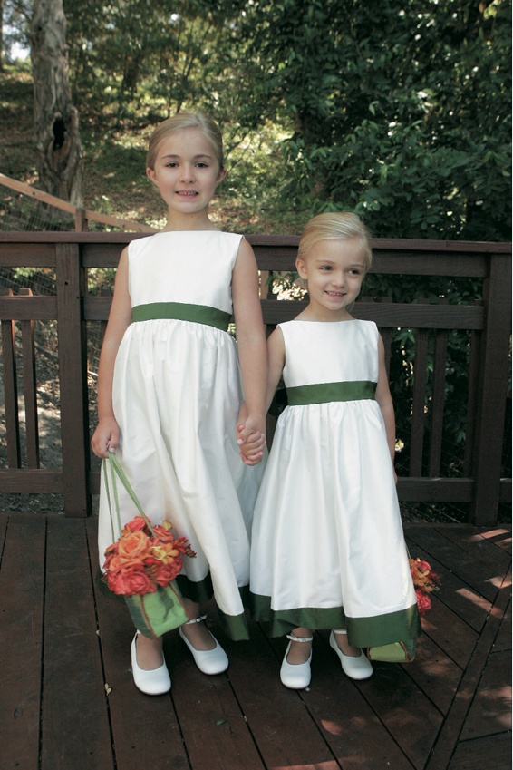 green and white flower girl dresses