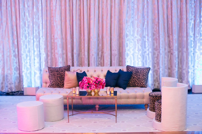 Tufted Lounge with Blue Pillows
Photography: Mi Belle Photographers
Read More:
http://www.insideweddings.com/weddings/colorful-outdoor-wedding-with-supper-club-theme-in-los-angeles-ca/741/ Dancing ballroom wedding space with tufted sofa, blue pillow, leopard print pillows
