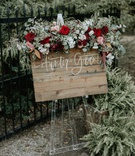 Reclaimed Wood Sign on Acrylic Stand
Photography: Grant Daniels Photography
Read More:
http://www.insideweddings.com/weddings/outdoor-ceremony-tented-reception-with-cozy-fall-color-palette/1183/ wedding reception welcome sign wood sign on clear lucite stand burgundy flowers greenery amaranthus