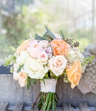Bouquet with Varieties of Roses
Photography: Maya Myers Photography
Read More:
http://www.insideweddings.com/weddings/ocean-view-ceremony-rustic-chic-reception-in-former-greenhouse/1297/ wedding bouquet for rustic chic wedding white pink purple orange peach rose varieties greenery