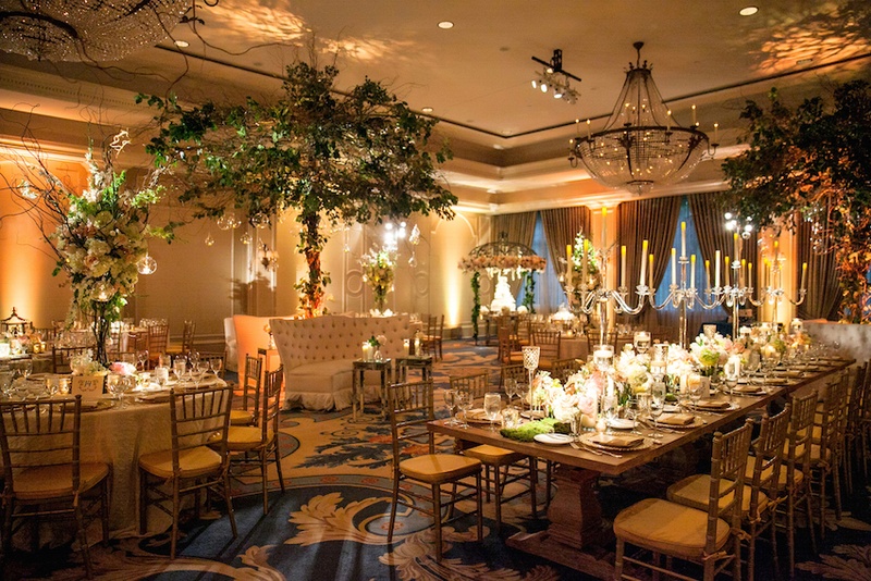 Forest-Inspired Ballroom Reception
Photography: Michael Carr Photography
Read More:
http://www.insideweddings.com/weddings/traditional-church-ceremony-forest-inspired-reception-in-houston/695/ Wedding reception with nature decorations candelabra centerpieces