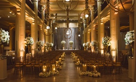 Gold Ceremony Décor
Photography: J. Cogliandro Photography
Read More:
http://www.insideweddings.com/weddings/angela-mecca-and-owen-daniels/540/ Indoor wedding of Owen Daniels and Angela Mecca