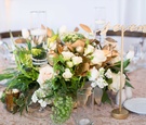 Gold Leaves & Fruit in Centerpiece