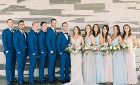Bridal Party in Beach Hues
Photography: Aga Jones Photography
Read More:
http://www.insideweddings.com/weddings/jewish-ceremony-on-terrace-modern-bay-view-reception-in-san-diego/1323/ bridesmaids in pale blue and blush hues, groomsmen in blue suits