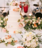 Peach %26 Pink Roses on Wedding Cake
Photography: Switzerfilm
Read More:
http://www.insideweddings.com/weddings/romantic-greenhouse-inspired-wedding-with-a-spring-color-palette/1352/ wedding cake with fresh flowers pink peach white roses ranunculus flowers texture pattern linen