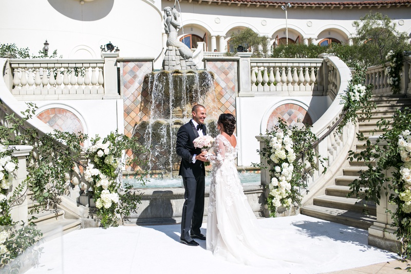 Couple's First Look at Resort
Photography: Samuel Lippke Studios
Read More:
http://www.insideweddings.com/weddings/outdoor-jewish-wedding-ceremony-luxe-reception-in-california/1160/ Wedding photos first look bride in flower marchesa gown mark ingram atelier groom in tom ford