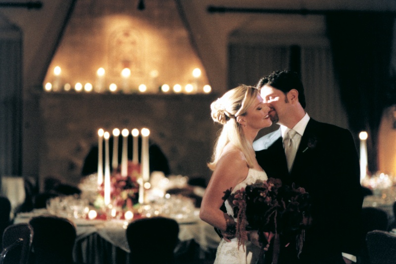 Elegant Reception Décor
Photography: Max Shaboot Photography
Read More:
http://www.insideweddings.com/weddings/romantic-fall-wedding-in-newport-beach-california/59/ Bride and groom kiss in reception ballroom