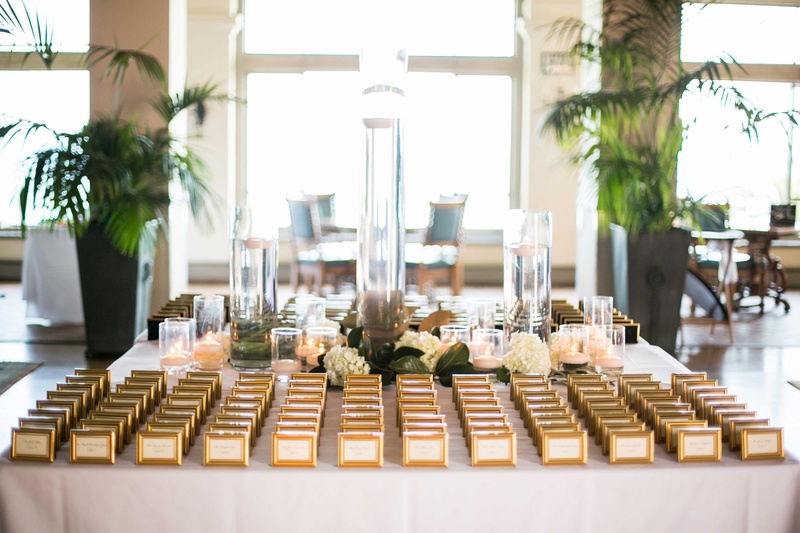 Escort Cards in Gold Frames
Photography: Laurie Bailey Photography
Read More:
http://www.insideweddings.com/weddings/classic-california-wedding-with-outdoor-ceremony-indoor-reception/853/ escort cards gold frames miniature small flowers indoors southern california