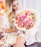 Bride-to-Be with Gorgeous Bouquet
Photography: Melody Melikian Photography
Read More:
http://www.insideweddings.com/weddings/stylish-bridal-shower-with-pops-of-punchy-shades-lovely-florals/989/ Bride to be in short flower print dress with curled hair pretty makeup large bouquet