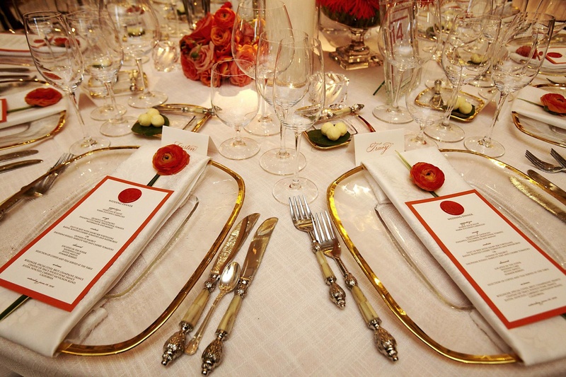 Reception Decor Photos Orange Gold Table Setting Inside Weddings