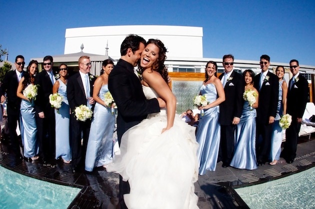 Poolside Wedding Party
Photography: Jessica Lewis Photography
Read More:
http://www.insideweddings.com/weddings/summer-wedding-at-the-sls-hotel-beverly-hills-california/460/ Los Angeles pool wedding bride and groom with guests
