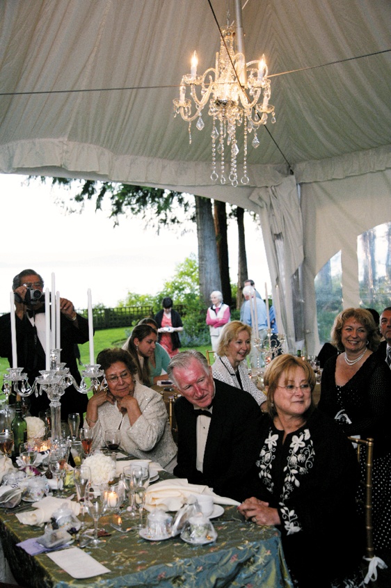 Reception Decor
Photography: Chris + Lynn Photographers
Read More:
http://www.insideweddings.com/weddings/butterfly-inspired-spring-wedding-in-canada/189/ Wedding reception tented area with chandelier and table decorated with crystal candelabra