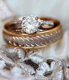 Unique Wedding Band and Ring
Photography: Regina Hyman Photography
Read More:
http://www.insideweddings.com/weddings/a-fairy-tale-outdoor-wedding-in-florida-inspired-by-tuscany/627/ Round-cut engagement ring and gold band