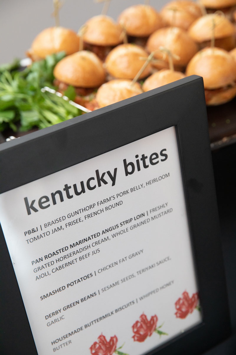 Southern Small Bites
Photography: Collin Pierson Photography
Read More:
http://www.insideweddings.com/weddings/equestrian-themed-bridal-shower-inspired-by-the-kentucky-derby/1326/ frame of "kentucky bites" bridal shower menu with sliders in the background