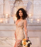 Sunburst Crown on Model
Photography: Duke Photography
Read More:
http://www.insideweddings.com/weddings/dramatic-tablescape-at-launch-party-for-luxe-linens-newest-line/987/ trish peng couture dress, sunburst crown headpiece, bridal look inspired by beyonce 2017 grammys
