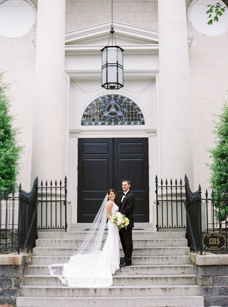 Bride %26 Groom in Front of Church
Photography: Branco Prata
Read More:
http://www.insideweddings.com/weddings/chic-destination-wedding-with-california-style-in-washington-dc/1042/ Wedding ceremony church venue bride in wedding dress and cathedral Renee Pawele veil with groom tux