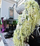 Silver Peacocks with Floral Trains
Photography: Carasco Photography
Read More:
http://www.insideweddings.com/weddings/personalized-fairy-tale-wedding-with-fun-entertainment-in-chicago/1283/ wedding reception decoration silver peacock with tail train white orchid silver leaves pink purple