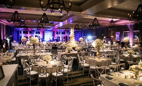 Neutral Décor with Purple and Blue Uplighting
Photography: John Cain Photography
Read More:
http://www.insideweddings.com/weddings/rustic-fall-nuptials-with-custom-details-in-beaver-creek-colorado/1204/ rustic decor with white and grey color palette paired with purple and blue uplighting