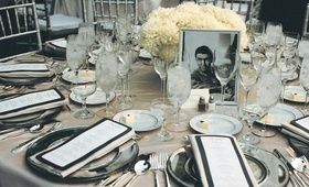 1930s Themed Tablescape
Photography: Lara Porzak Photography
Read More:
http://www.insideweddings.com/weddings/vintage-art-deco-style-poolside-wedding-in-beverly-hills/106/ Art Deco wedding reception decorations on table
