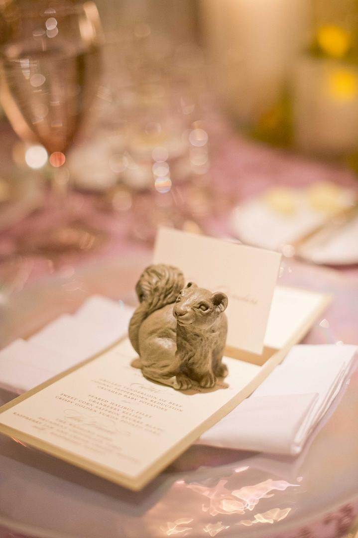 Woodsy Squirrel Figurine
Photography: Harwell Photography
Read More:
http://www.insideweddings.com/weddings/romantic-woodland-inspired-atlanta-wedding-with-natural-details/433/ Table card holder in shape of squirrel at wedding