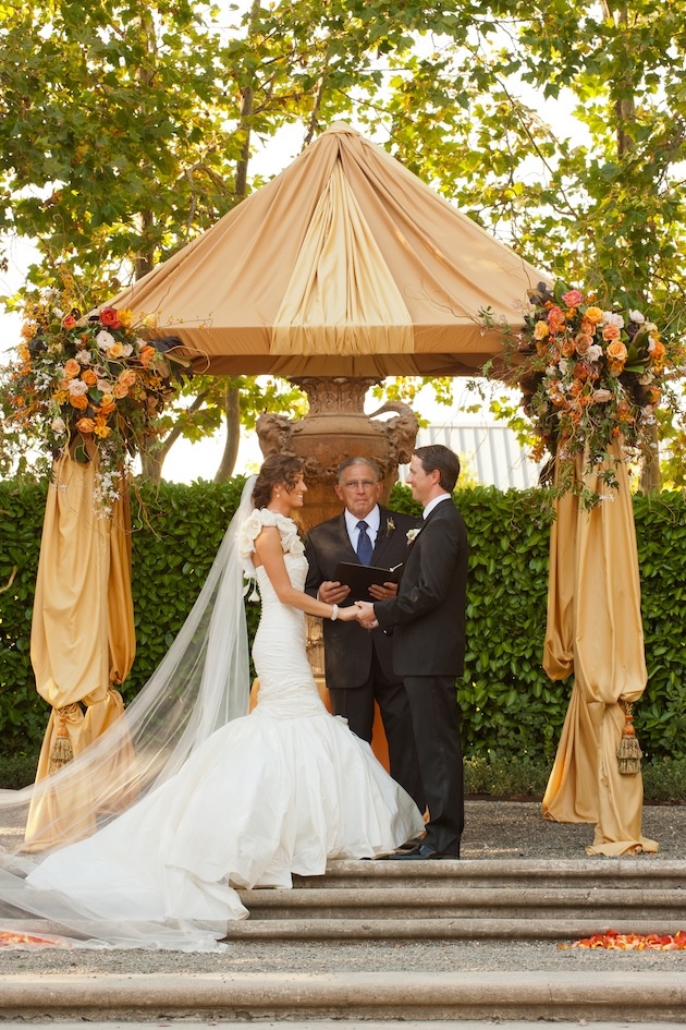 Floral-Embellished Canopy
Photography: Boyd Harris Photographs
Read More:
http://www.insideweddings.com/weddings/alfresco-autumn-wedding-in-napa-california/457/ Ines Di Santo wedding dress at marriage ceremony