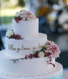 Blue, White %26 Gold Wedding Cake
Photography: Leppert Photography
Read More:
http://www.insideweddings.com/weddings/autumnal-alfresco-garden-ceremony-tented-reception-in-cincinnati/1168/ four layer wedding cake with blue bottom layer when ya know ya know gold writing fresh flowers