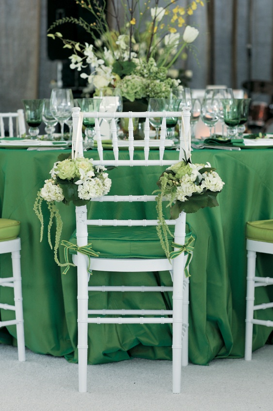 Chair Decor
Photography: Sherman Chu Photographer
Read More:
http://www.insideweddings.com/weddings/elegant-garden-style-vineyard-wedding-in-sonoma-california/205/ Wedding reception chair decorated with green and white flowers and greenery