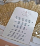 The Evening's Menu
Photography: John Solano Photography
Read More:
http://www.insideweddings.com/weddings/luxurious-traditional-wedding-at-four-seasons-westlake-village/374/ Gold charger plate topped with menu card