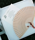 Ceremony Fan
Photography: John Solano Photography
Read More:
http://www.insideweddings.com/weddings/outdoor-courtyard-wedding-at-ojai-valley-inn-spa/143/ Wedding ceremony chair topped with fan and program