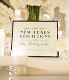 New Year's Resolution Sign
Photography: Rob and Wynter Photography
Read More:
http://www.insideweddings.com/weddings/mlb-players-white-black-gold-nye-ballroom-wedding-in-atlanta/806/ Guest book idea for New Year's Eve wedding New Year's resolutions sign for years to come