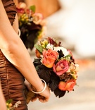 Fall-Inspired Bouquet
Photography: Boyd Harris Photographs
Read More:
http://www.insideweddings.com/weddings/alfresco-autumn-wedding-in-napa-california/457/ Bridesmaids in bronze dresses holding flowers