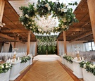 Greenery Wreath Around Chandelier