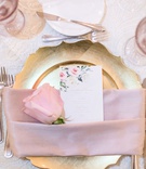 Gold Charger %26 Floral Menu Card
Photography: Maya Myers Photography
Read More:
http://www.insideweddings.com/weddings/ballroom-wedding-at-an-ocean-view-hotel-in-santa-monica-california/1325/ wedding reception place setting gold charger plate pink napkin blush rose and flower print menu