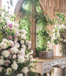 Verdant Gate as Ceremony Backdrop
Photography: Little Tree Studios
Read More:
http://www.insideweddings.com/weddings/brian-winters-of-the-new-york-jets-romantic-rustic-chic-wedding/1245/ barn wedding, greenery on gate as wedding backdrop, table, pink and white floral arrangements