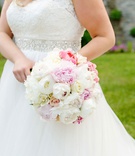 Pink %26 Ivory Peony Bouquet
Photography: Kortnee Kate Photography
Read More:
http://www.insideweddings.com/weddings/outdoor-wedding-glamorous-tented-reception-with-pastel-palette/1318/ wedding bouquet pink and white rose and peony flowers wedding dress jewel sash belt