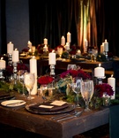 Wintry Reception Décor
Photography: Handeland Tesoro Photography
Read More:
http://www.insideweddings.com/weddings/snowy-outdoor-winter-ceremony-cozy-lodge-reception/522/ Silver candlesticks and winter-inspired florals