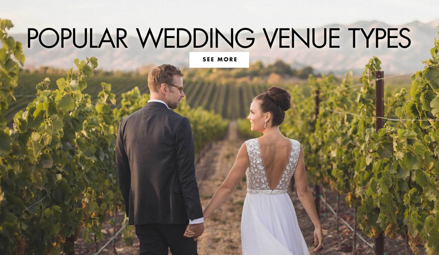 Popular Wedding Venue Types
Article: Be Inspired by Real Weddings at Popular Venue Types
Photography: Matt Kennedy Photography
Read More:
http://www.insideweddings.com/news/planning-design/be-inspired-by-real-weddings-at-popular-venue-types/4464/ bride and groom at vineyard wedding winery popular wedding venue types