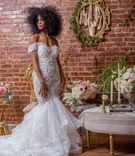 Off-the-Shoulder Mermaid Dress
Photography: Kesha Lambert Photography
Read More:
http://www.insideweddings.com/weddings/adorable-flower-girls-in-a-ballet-inspired-styled-shoot/1000/ bride in pantora bridal off-the-shoulder mermaid dress, black bridal model with natural hair