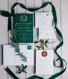 Holiday Wedding Invitation Suite
Photography: Harwell Photography
Read More:
http://www.insideweddings.com/weddings/magical-winter-wedding-with-luxurious-red-white-holiday-decor/1208/ wedding invitation green invitation gold calligraphy velvet ribbon calligraphy gold