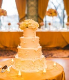 Hydrangea Topper on Floral Wedding Cake
Photography: Peter Gubernat Photography
Read More:
http://www.insideweddings.com/weddings/spring-real-wedding-with-ivory-blush-gold-details-in-chicago/1184/ wedding reception decor four layer wedding cake sugar flower decorations ribbon base hydrangea