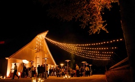 Barnyard Wedding Venue
Photography: Chrisman Studios
Read More:
http://www.insideweddings.com/weddings/a-facebook-executives-rustic-elegant-northern-california-wedding/470/ Outdoor cocktail hour with string lights in front of barn