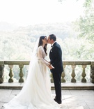 Kiss on the Balcony
Photography: Brandon Chesbro
Read More:
http://www.insideweddings.com/weddings/classic-white-wedding-at-a-historic-estate-in-nashville/1219/ bride in monique lhuillier lace long sleeve a-line gown, cathedral veil, kisses groom on balcony