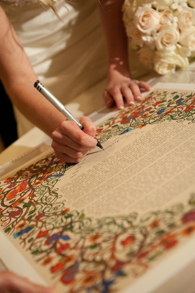 Ketubah Signing
Photography: John Solano Photography %26 Nadine Froger Photography
Read More:
http://www.insideweddings.com/weddings/opulent-gold-wedding-in-beverly-hills-california/456/ Bride signing colorful Jewish wedding ketubah