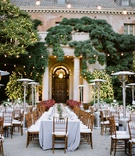 Alfresco Courtyard Reception
Photography: Coco Tran
Read More:
http://www.insideweddings.com/weddings/alfresco-black-tie-wedding-at-a-historic-property-in-the-bay-area/1287/ wedding at filoli, outdoor reception, twinkle lights, natural chiavari chairs