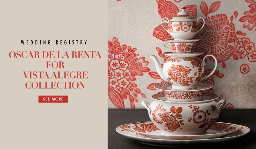 Oscar de la Renta x Vista Alegre Collection
Article: Inside the New Oscar de la Renta Collection for Vista Alegre
Photography: Courtesy of Vista Alegre
Read More:
http://www.insideweddings.com/news/wedding-registry/inside-the-new-oscar-de-la-renta-collection-for-vista-alegre/2838/ Oscar de la Renta for Vista Alegre tableware collection