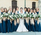 Bridesmaids in Blue with Pashminas