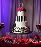 Unique Damask Cake
Photography: Gavin Wade Photographers
Read More:
http://www.insideweddings.com/weddings/stylish-winter-wedding-in-dana-point-california/455/ Crystal-embellished cake stand with alternative confection