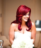 Bold Wedding-Day Look
Photography: Nancy Cohn Photography %26 Lauren and Abby Ross Weddings
Read More:
http://www.insideweddings.com/weddings/modern-wedding-with-black-white-elements/325/ Bride with bright red hair in strapless wedding dress