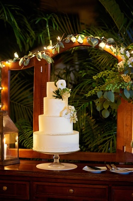 White Wedding Cake Decorated With Greenery And Flowers Mexican White Wedding Cake Decorated With Greenery And Flowers Mexican